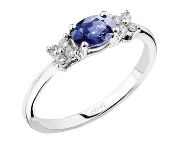White gold ring with brilliants and tanzanite - fineness 14 K