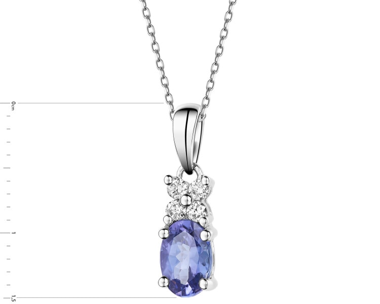 White gold pendant with brilliants and tanzanite - fineness 14 K