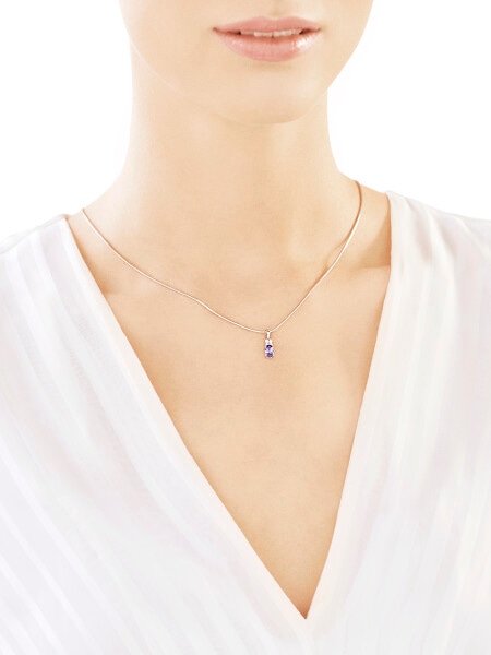 White gold pendant with brilliants and tanzanite - fineness 14 K