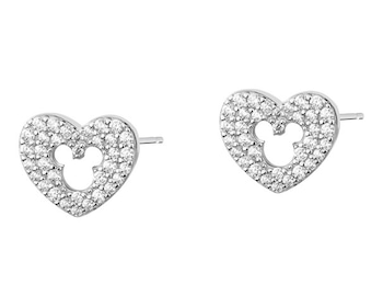 Sterling Silver Earrings with Cubic Zirconia - Mickey Mouse, Heart