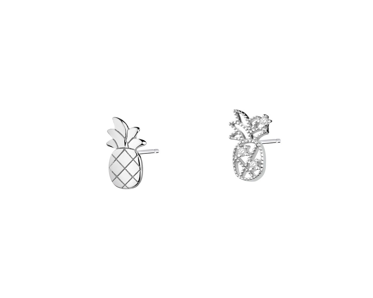 Sterling Silver Earrings with Cubic Zirconia - Pineapple