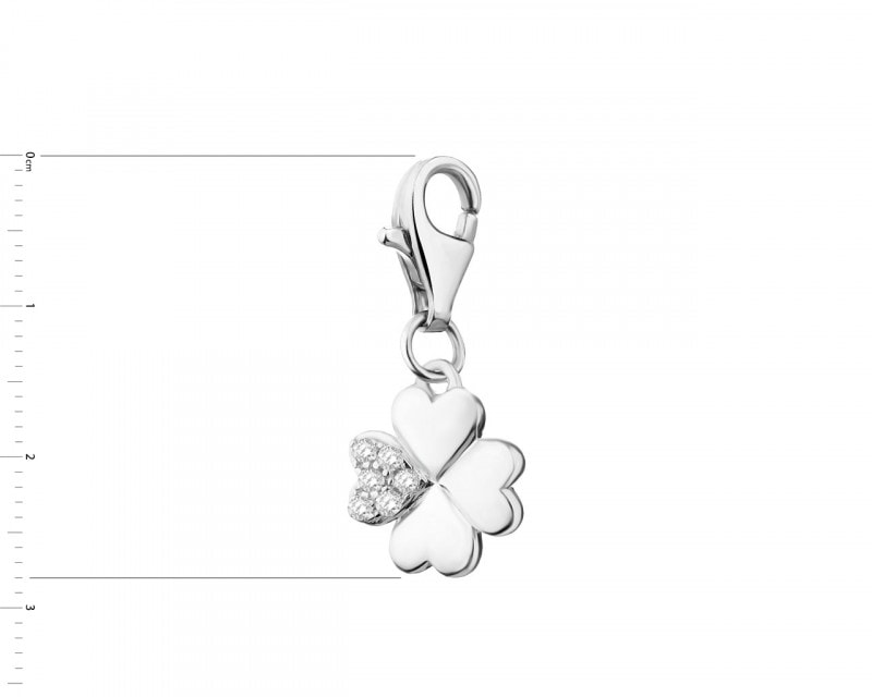 Sterling Silver Charms Pendant with Cubic Zirconia - Clover