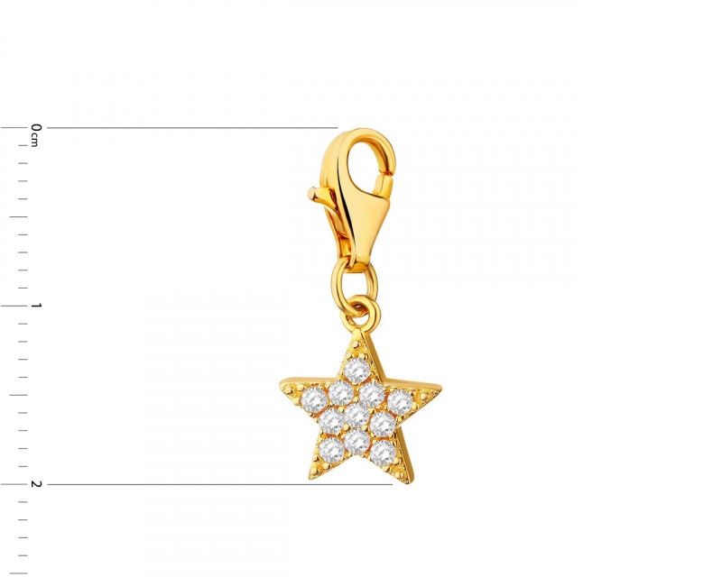Gold Plated Silver Charms Pendant with Cubic Zirconia - Star