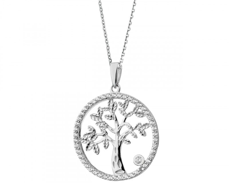 Sterling Silver Pendant with Cubic Zirconia - Tree