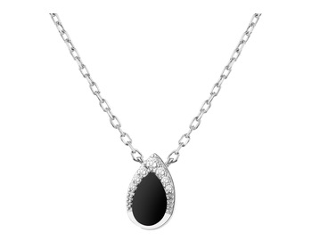 Sterling Silver Necklace with Cubic Zirconia & Onyx></noscript>
                    </a>
                </div>
                <div class=