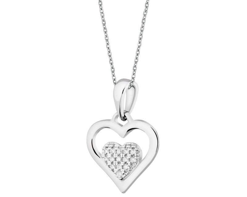 Sterling Silver Pendant with Cubic Zirconia - Heart