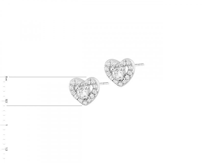 Sterling Silver Earrings with Cubic Zirconia - Heart