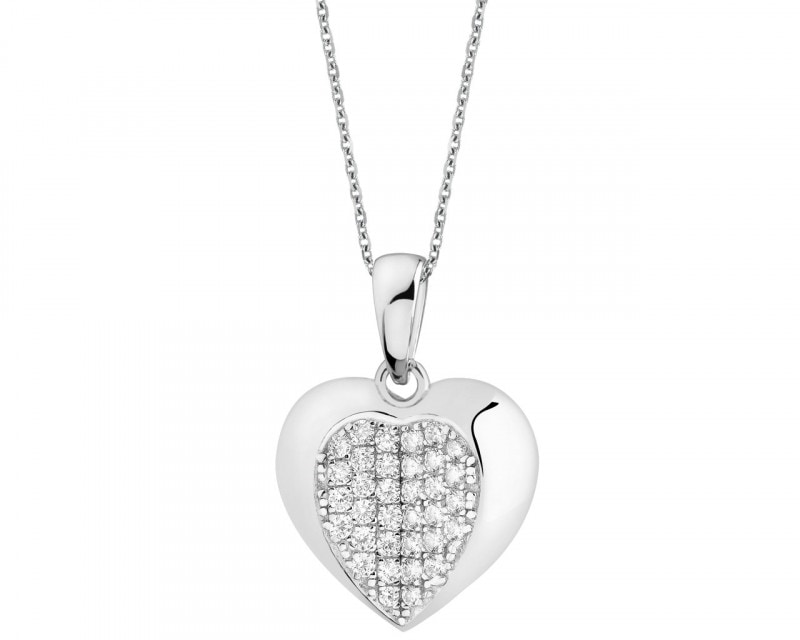 Sterling Silver Pendant with Cubic Zirconia - Heart
