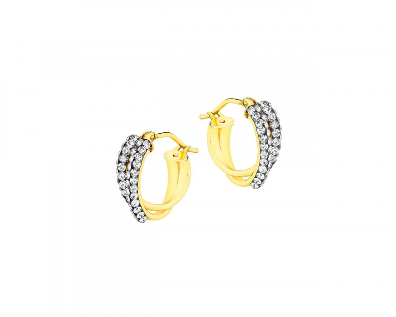 Yellow Gold Earrings with Cubic Zirconia