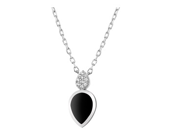 Sterling Silver Necklace with Cubic Zirconia & Onyx></noscript>
                    </a>
                </div>
                <div class=