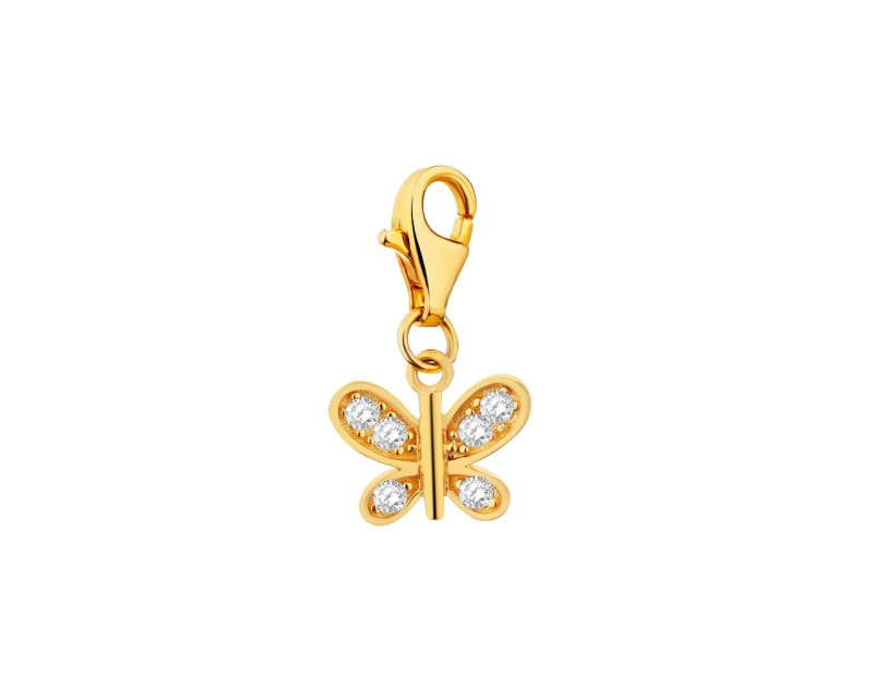 Gold Plated Silver Charms Pendant with Cubic Zirconia- Butterfly