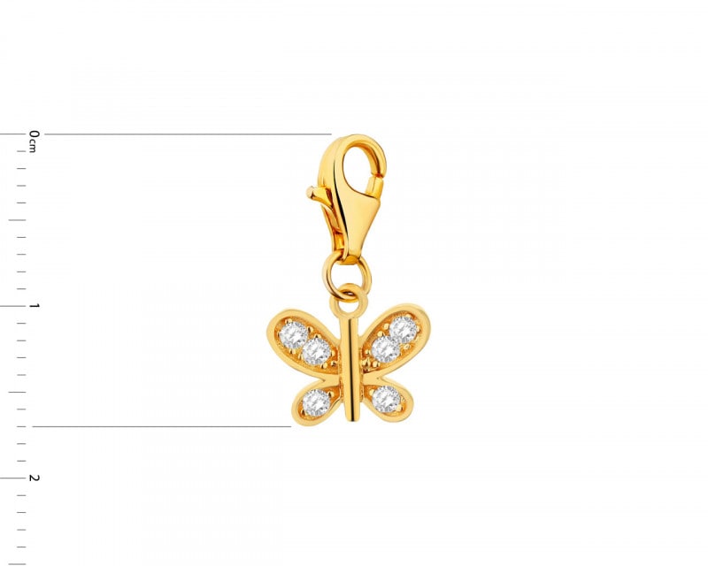 Gold Plated Silver Charms Pendant with Cubic Zirconia- Butterfly