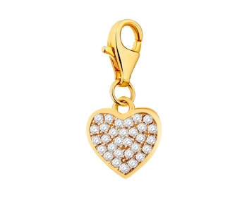 Gold Plated Silver Charms Pendant with Cubic Zirconia- Heart