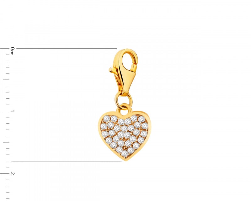 Gold Plated Silver Charms Pendant with Cubic Zirconia- Heart