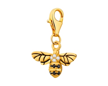 Gold Plated Silver & Enamel Charms Pendant with Cubic Zirconia - Bee