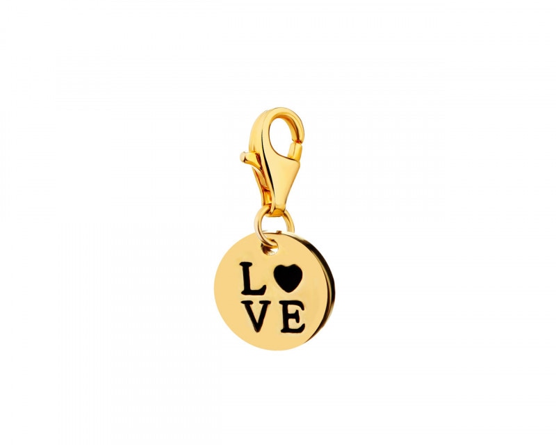 Gold Plated Silver & Enamel Charms Pendant - Heart, Love