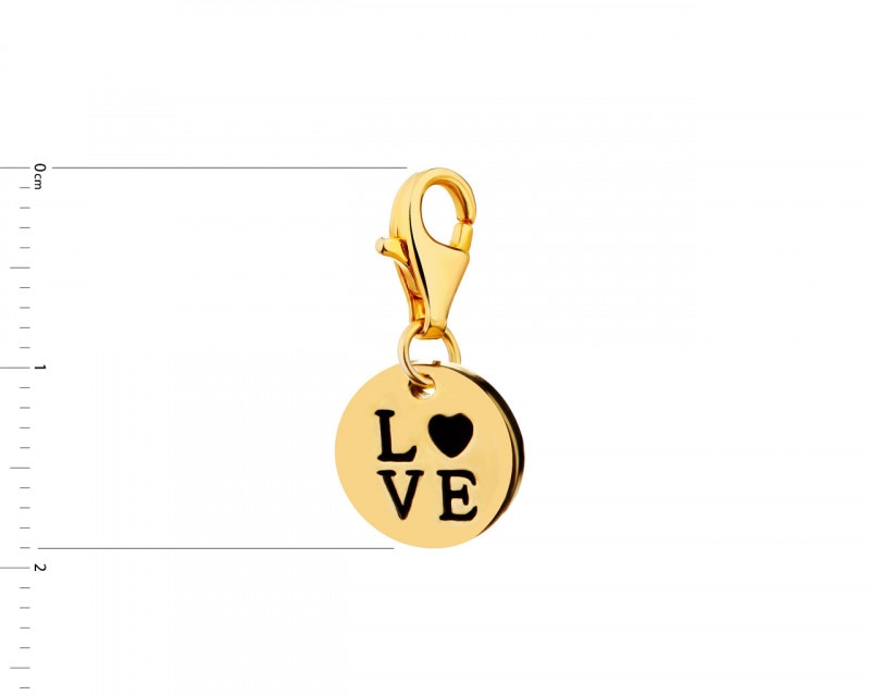 Gold Plated Silver & Enamel Charms Pendant - Heart, Love