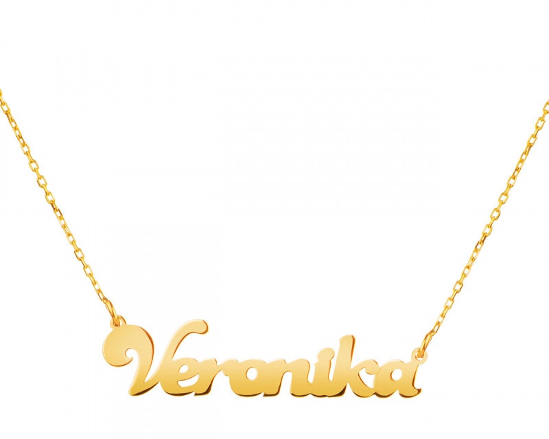 Yellow Gold Name Necklace - Veronika