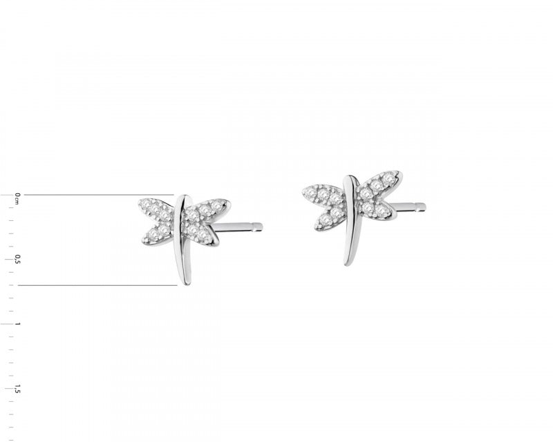 Sterling Silver Earrings with Cubic Zirconia - Dragonfly