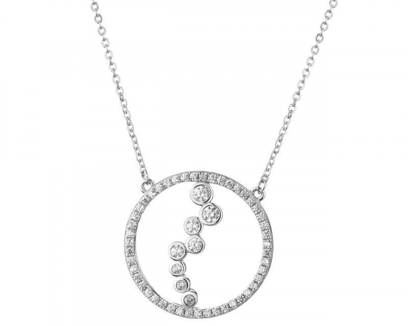 Stříbrný náhrdelník se zirkony - kruhy