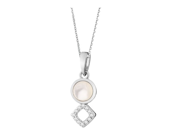 Sterling Silver Pendant with Cubic Zirconia & Mother of Pearl