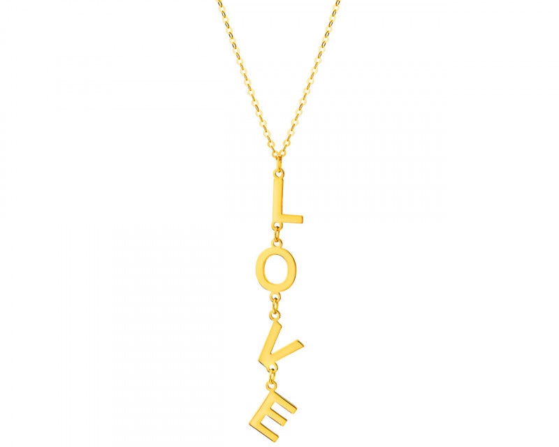 Yellow Gold Necklace - Love Sign