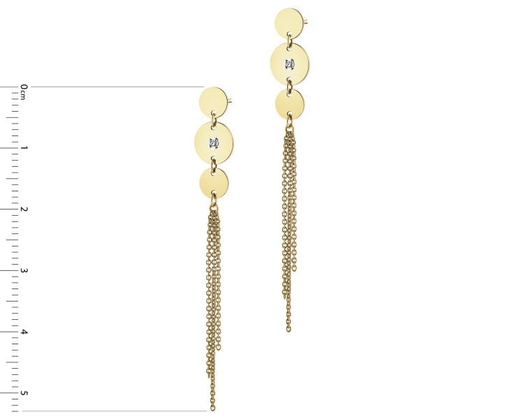 Náušnice ze žlutého zlata s diamanty - 0,01 ct - ryzost 585