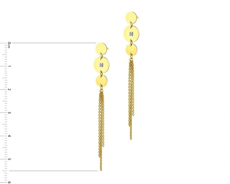 Yellow Gold Diamond Earrings 0,01 ct - fineness 14 K