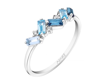 White Gold Ring with Diamond & Topaz 0,03 ct - fineness 9 K