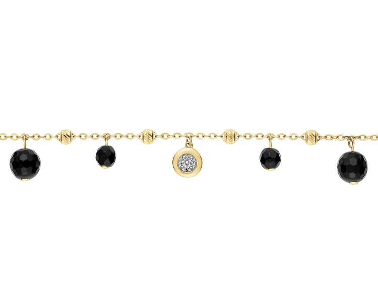 Yellow Gold Bracelet with Diamond & Agate - fineness 9 K