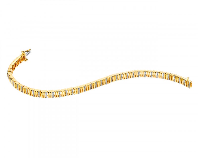 Bransoletka z żółtego złota z diamentami - 18 cm - 0,35 ct - próba 585