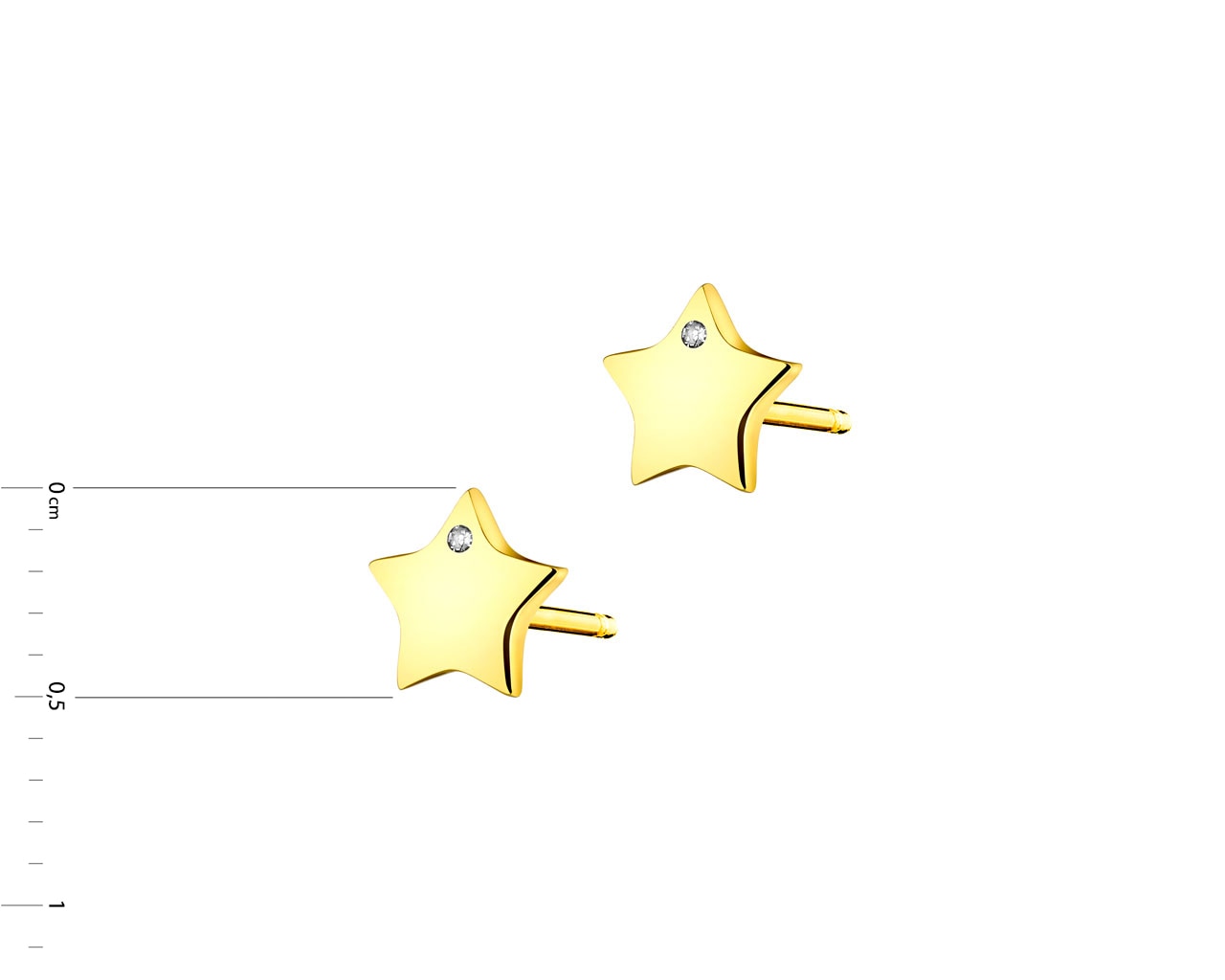 Kolczyki z żółtego złota z diamentami - gwiazdy 0,004 ct - próba 585