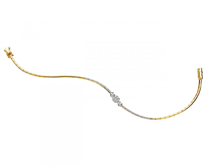 Bransoletka z żółtego złota z brylantami - 18 cm - 0,29 ct - próba 585