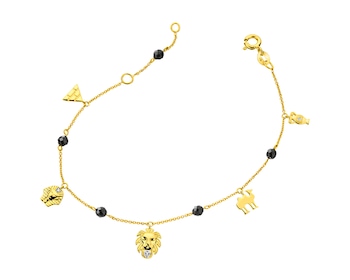 Yellow Gold Bracelet with Diamond & Agate - fineness 9 K