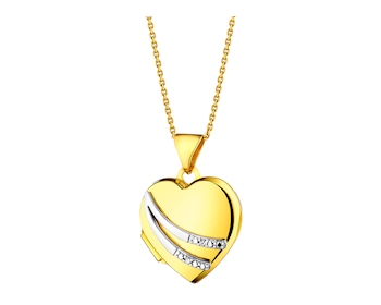 Yellow Gold Diamond Locket - Heart 0,01 ct - fineness 9 K