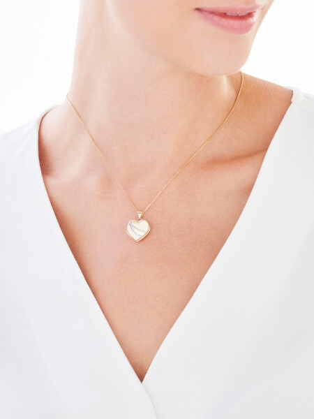 Yellow Gold Diamond Locket - Heart - 0,01 ct - fineness 9 K