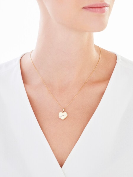 Zawieszka z żółtego złota z diamentami - puzderko - serce - 0,01 ct - próba 375