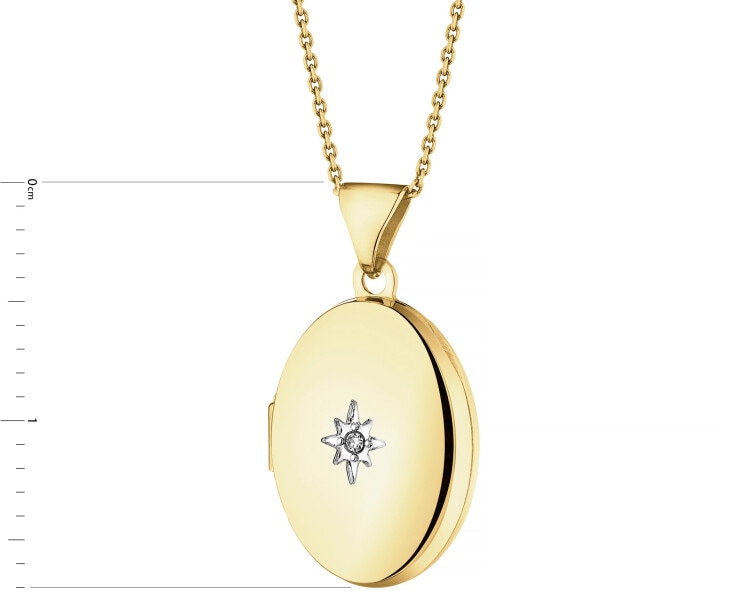 Zawieszka z żółtego złota z diamentem - puzderko - 0,005 ct - próba 375