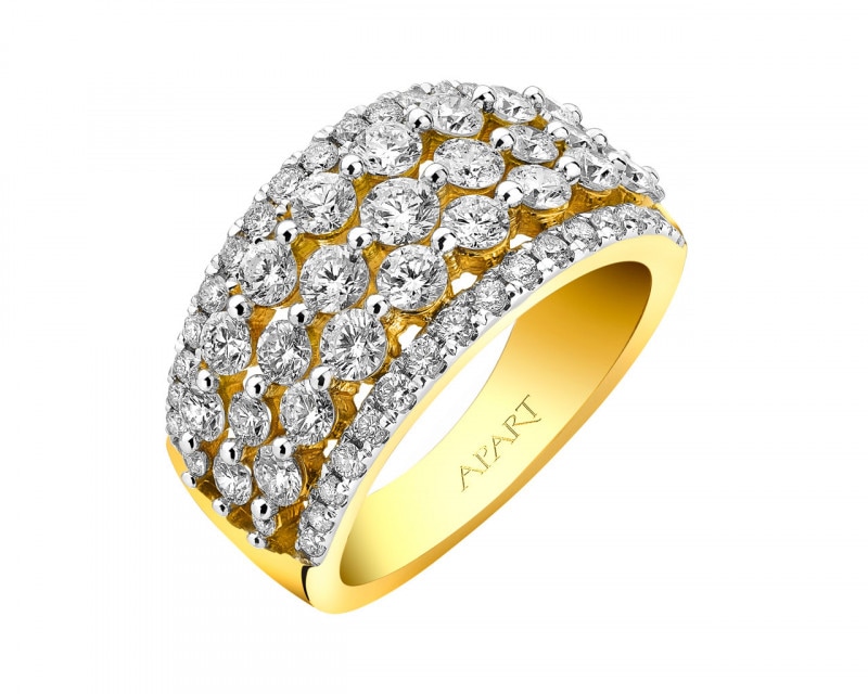 Prsten ze žlutého zlata s brilianty 2 ct - ryzost 585
