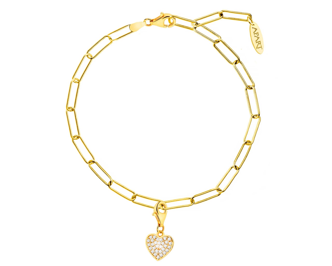 Gold Plated Silver Charms Bracelet - Set - Heart