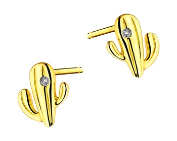 Yellow Gold Diamond Earrings 0,006 ct - fineness 9 K
