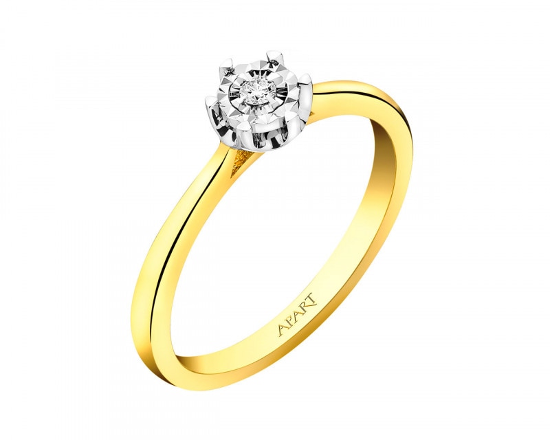 Yellow & White Gold Diamond Ring 0,02 ct - fineness 375