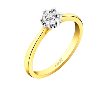 Yellow & White Gold Diamond Ring 0,02 ct - fineness 9 K