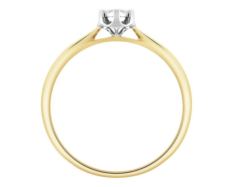 Yellow & White Gold Diamond Ring - 0,02 ct - fineness 375