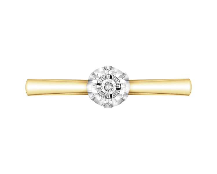 Yellow & White Gold Diamond Ring - 0,02 ct - fineness 375