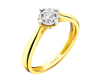 Yellow & White Gold Diamond Ring 0,08 ct - fineness 14 K