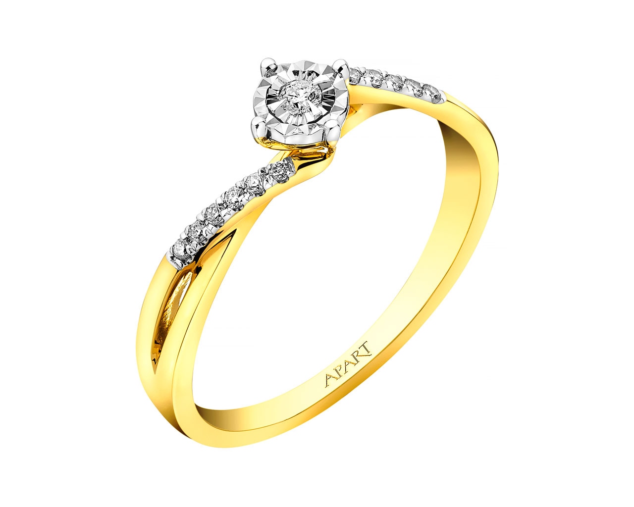 Prsten ze žlutého a bílého zlata s brilianty 0,08 ct - ryzost 585