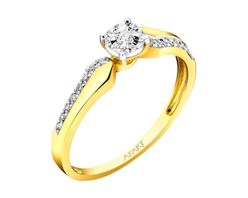 Yellow & White Gold Diamond Ring 0,08 ct - fineness 14 K