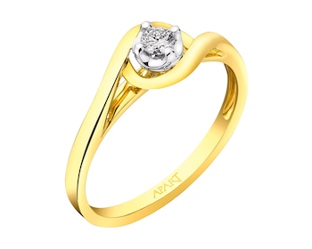 Yellow & White Gold Diamond Ring 0,07 ct - fineness 14 K
