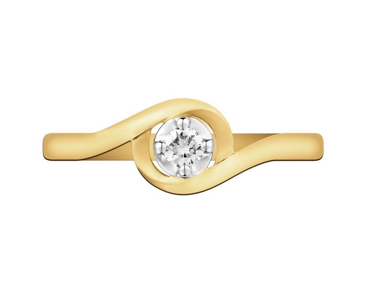Yellow & White Gold Diamond Ring - 0,07 ct - fineness 585